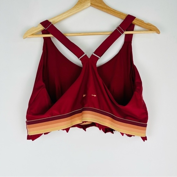The Upside Maroon Bikini Top Sports Bra With Ombré Band And Ruffles - Picture 2 of 8